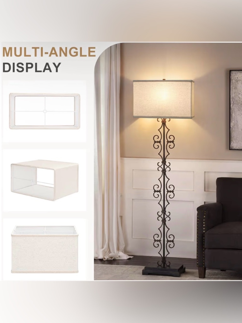 NWOT Seaside Village | Rectangle Lamp Shades Set of 2, 16"L x 8"W x 10"H Beige - Picture 5 of 8